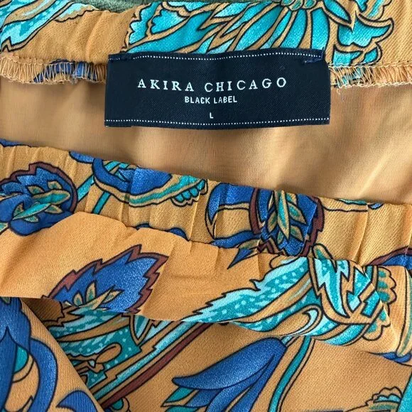 Paisley Butterly Sleeve Off the Shoulder Mini Dress Size L - Picture 3 of 4